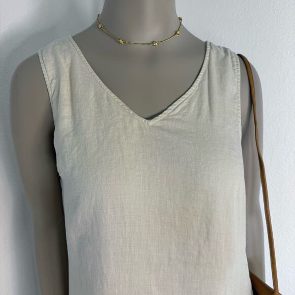 Linen Sleeveless Shift Dress Minimalist Capsule Wardrobe Cynthia Rowley Size 14 - Picture 6 of 10